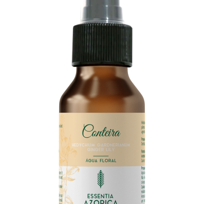 Frasco spray de vidro âmbar com rótulo de água floral Conteira