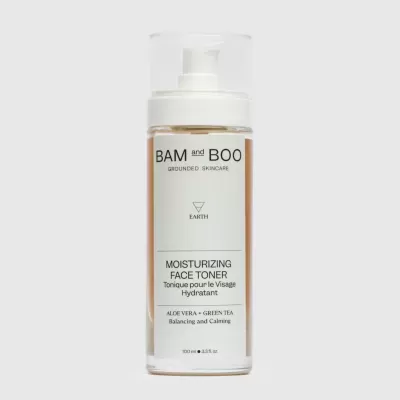 Frasco de toner facial hidratante BAM and BOO com tampa branca