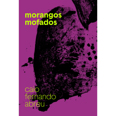 Fundo roxo com manchas pretas e texto amarelo fluorescente