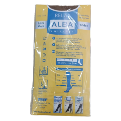 Embalagem de mini meia ALBA Relax castanha 70 den
