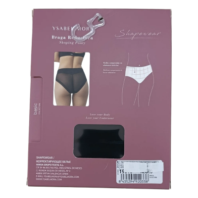 Embalagem roxa com roupa interior shapewear preta YSABEL MORA
