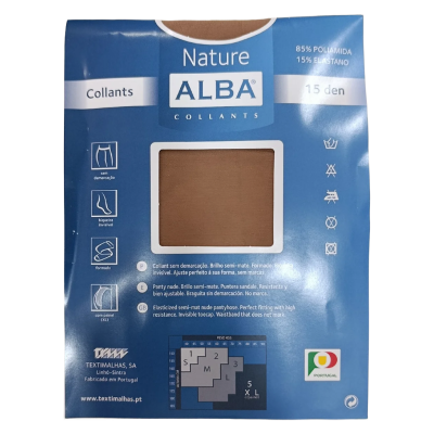 Embalagem azul de collants ALBA Nature bege 15 den