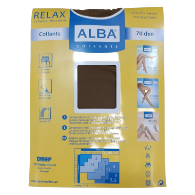 Embalagem de collants ALBA RELAX castanhos 70 den