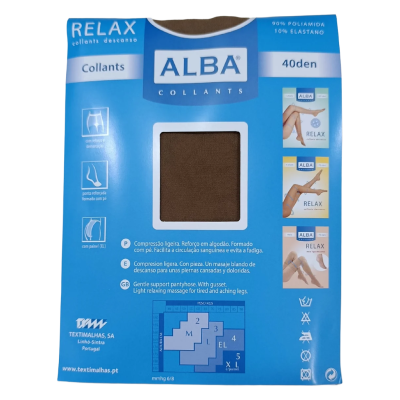 Embalagem azul de collants ALBA RELAX 40 den castanhos