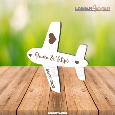 Miniatura acrílica de avião branco com gravação personalizada