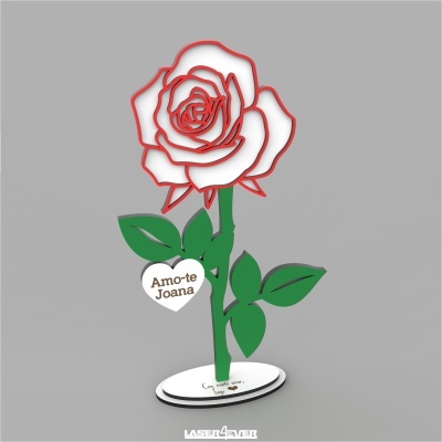 Escultura decorativa em forma de rosa com pendente Amo-te Joana