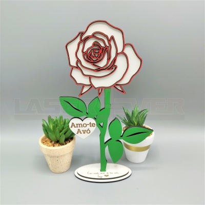 Decoração floral com mensagem de amor para avó e plantas suculentas em vasos