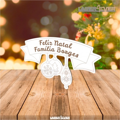 Ornamento de Natal branco personalizado com texto 