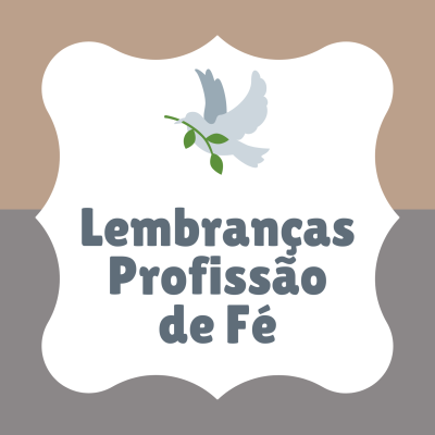 Cartão com pomba e texto Lembranças Profissão de Fé