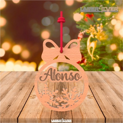 Enfeite de Natal em madeira com o nome 'Afonso'
