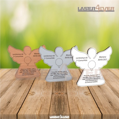 Placas decorativas acrílicas em forma de anjo para 1ª Comunhão