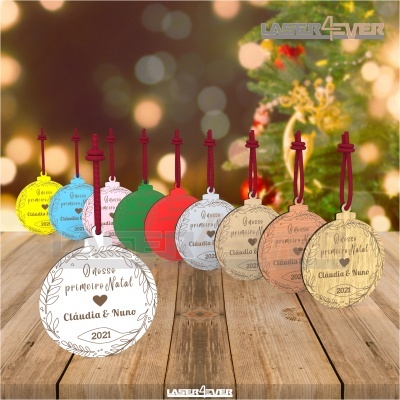 Bolas de Natal decorativas com texto gravado 