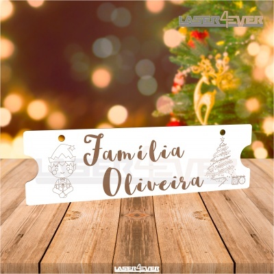 Placa decorativa branca com texto 