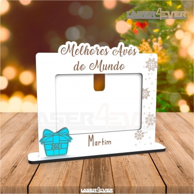 Moldura de fotografia com design de Natal e texto personalizado para avós