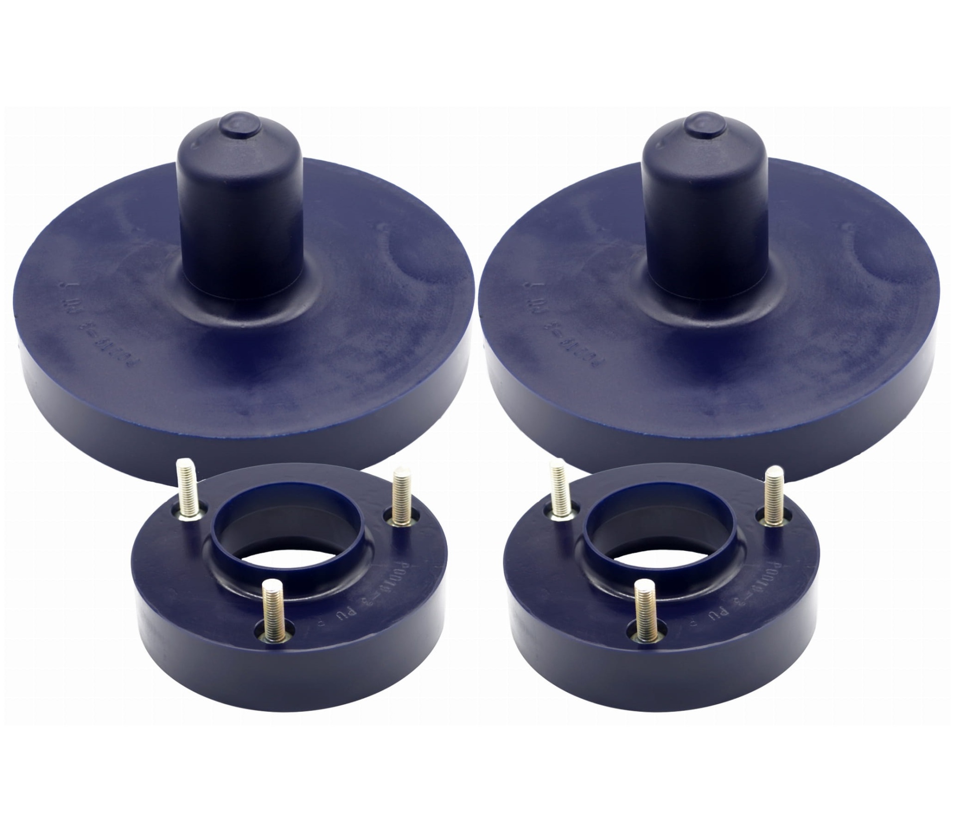 Conjunto de quatro peças industriais azuis em plástico