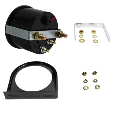 Componente eletrónico preto cilíndrico com acessórios metálicos