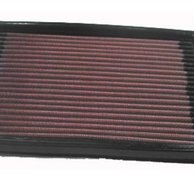 Filtro de ar retangular com tecido rosado e estrutura preta