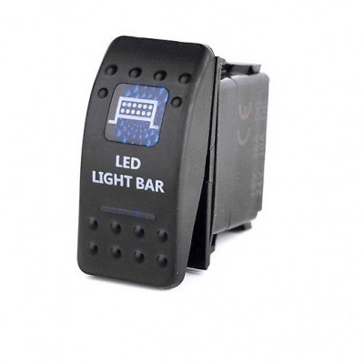 Interruptor preto com texto 'LED LIGHT BAR' e ícone azul.
