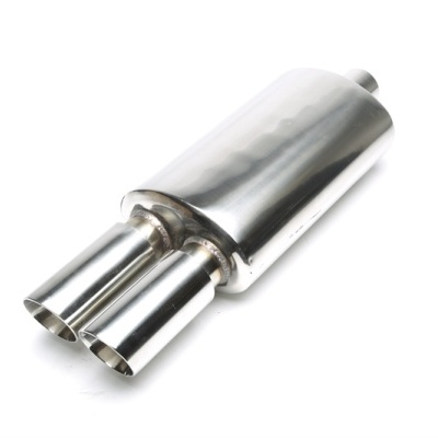 Silenciador de escape metálico cromado com duas saídas