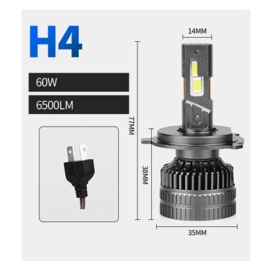 Lâmpada LED automóvel tipo H4 com especificações técnicas