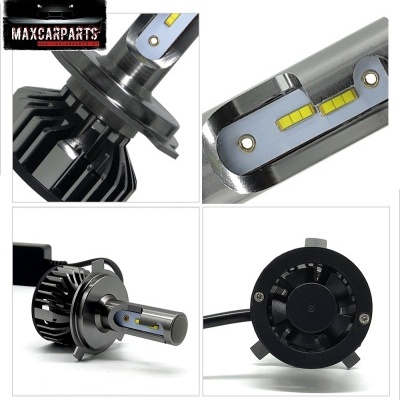 Lâmpada LED para carro com dissipador de calor e LEDs visíveis em quatro vistas diferentes