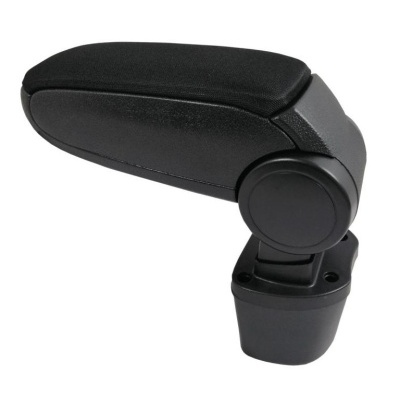 apoio de braço preto para automóvel com base plástica e parte superior almofadada