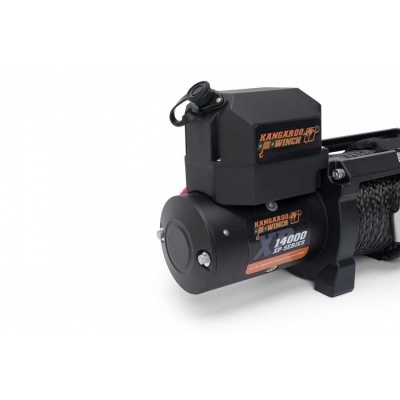 Guincho elétrico Kangaroo Winch 14000 XP Series preto com cabo enrolado