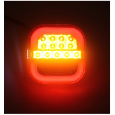 Luz traseira quadrada LED vermelha e amarela para veículo