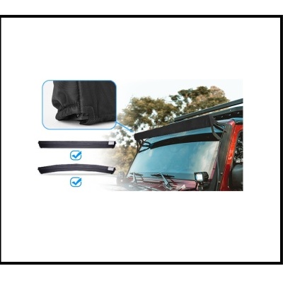 Defletor de vento automóvel preto para tejadilho com fecho de velcro