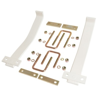 Conjunto de acessórios metálicos para fixação com barras brancas e parafusos