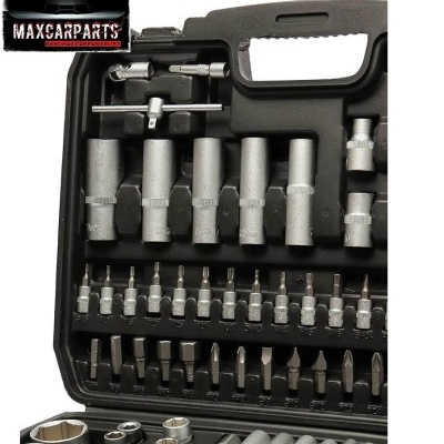 Conjunto de ferramentas MAXCARPARTS em estojo preto com várias chaves e soquetes metálicos