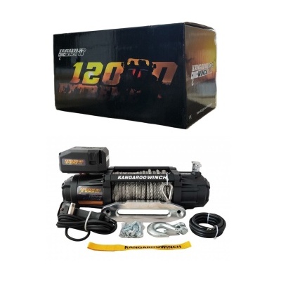 Guincho elétrico Kangaroo Winch preto com acessórios e caixa