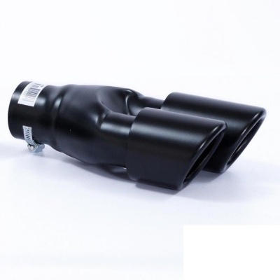 Ponteira dupla de escape em metal negro fosco com clipe metálico