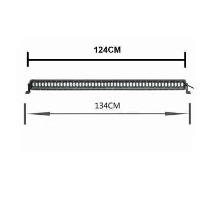 Barra de luz LED preta com medidas 124CM e 134CM