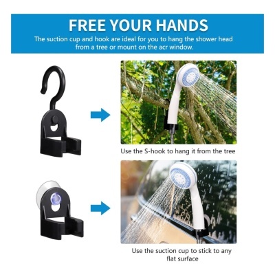 Gancho em S e suporte com ventosa para cabeça de chuveiro