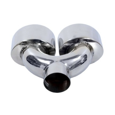 Conjunto de escape automóvel cromado com duas saídas arredondadas