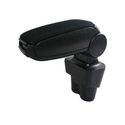 Apoio de braço para carro preto com superfície em pele sintética