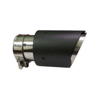 Ponteira de escape em aço inoxidável com revestimento preto e grampo metálico