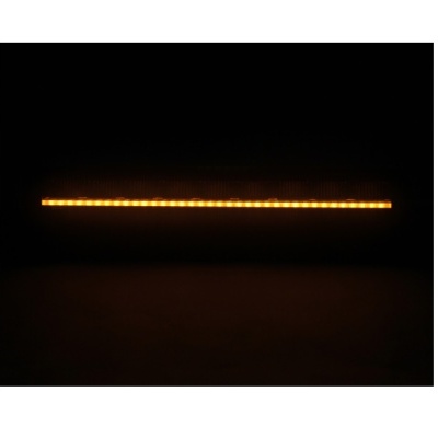 Luz LED linear amarela em fundo escuro