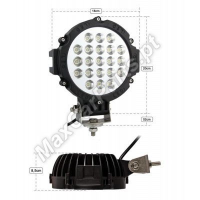 Farol redondo LED preto com 20 lâmpadas