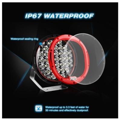 Luz LED redonda à prova de água com aro vermelho e anel de vedação