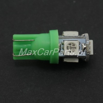 Lâmpada LED automóvel com base verde e corpo prateado