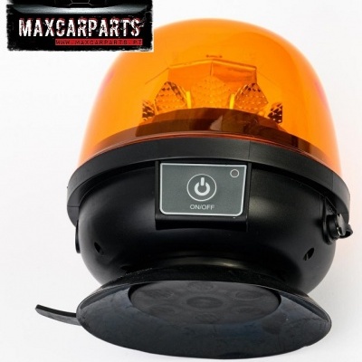 Luz de aviso rotativa laranja com botão ON/OFF e base preta