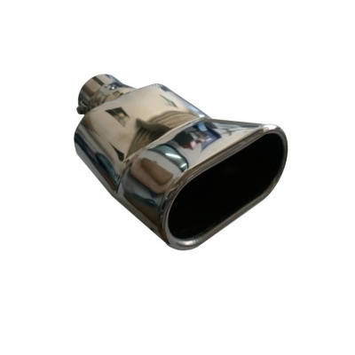 Extensor de escape cromado com formato ovalado e interior preto