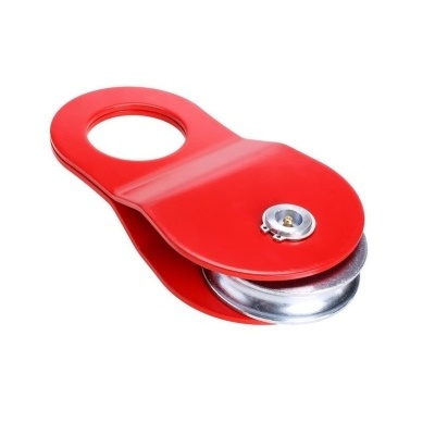 Polia de cabo com corpo vermelho e roda metálica prateada