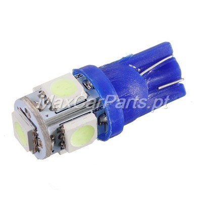 Lâmpada LED branca com base azul para automóvel