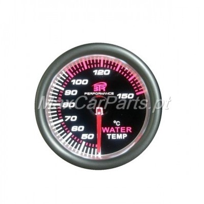 Medidor redondo digital de temperatura da água com mostrador preto e aro cinzento