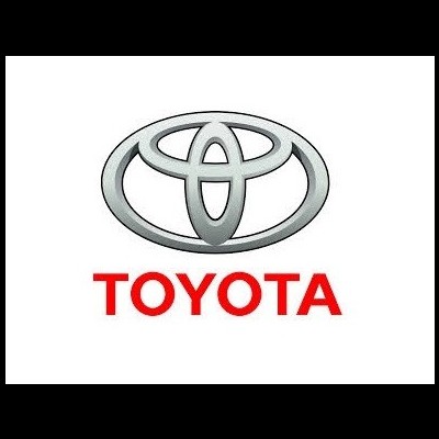 Logotipo da Toyota com elipses prateadas e texto vermelho