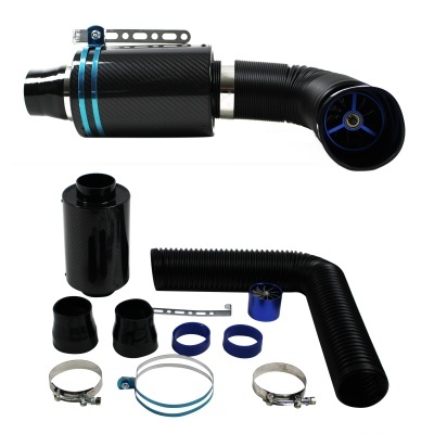 Conjunto de admissão de ar em carbono com acessórios azuis e pretos para carro