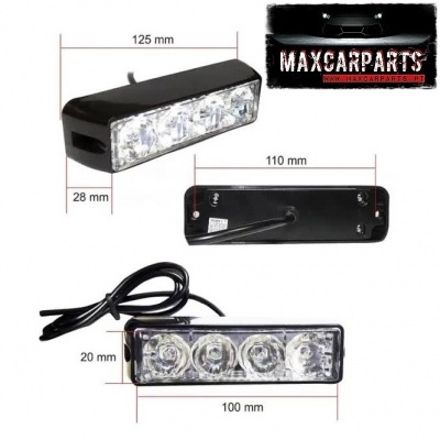 Luzes LED retangulares pretas para automóvel com fios elétricos e logótipo MAXCARPARTS